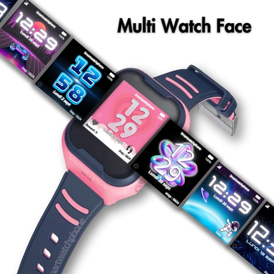 Montre Connectée Enfant C86 – GPS, 4G, Waterproof – Rose – Reconditionnée